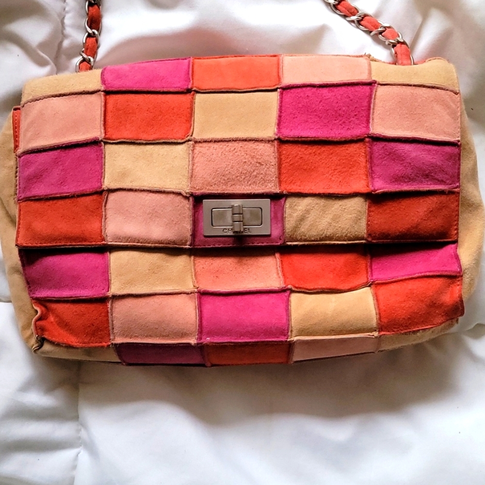 Chanel Multicolor Patchwork Suede Small 2.55 Reis… - image 4